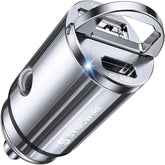 SYNCWIRE USB C Car Charger 90W Silver Dual Port Fast Adapter